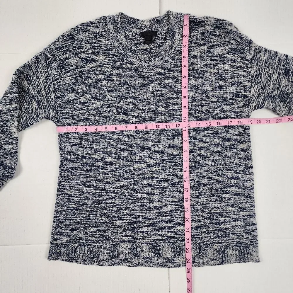 J.Crew Blue White Marbled Cotton Acrylic Sweater Size M